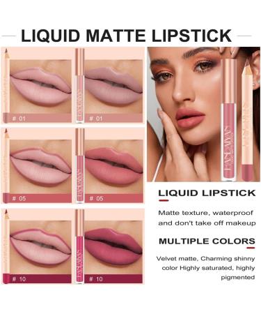 Matte Nude Lip Liner and Lipstick Makeup Set Matte Liquid Lipstick/Nude Lip Stain High Pigment Lipstick & Lipliner Pencil for Women Smooth Lip Color (05) - Buy Online on GoSupps.com