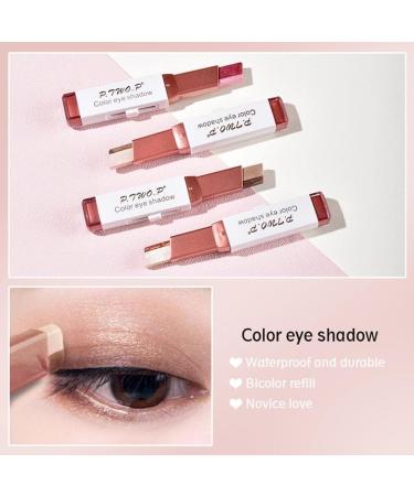 Two Tone Eyeshadow Stick Long Lasting Eyeliner Pen Two Colors in One Matte Glitter Shimmer Eyeshadow Glitter Gradient Eyeshadow Stick 01# Pink Makeup - Buy Online on GoSupps.com