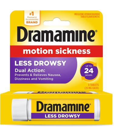Dramamine Tablets Less Drowsy Formula 8 tablets (Pack of 3)