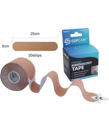 Skin Pre-Cut I Kinesiology Tape 5cm*5m - 20 Pieces, Elastic Sports Tape for Muscle Support & Pain Relief - Buy Online on GoSupps.com