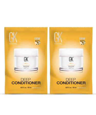 GK HAIR Global Keratin Deep Conditioner Masque Pack of 2 (0.67 Fl Oz/20ml) Intense Hydrating Repair Treatment Mask for Dry Damaged Color Treated Frizzy Hair Restoration Formula with JOJOBA Seed Oils Pack of 2 Sachets - 0.6…