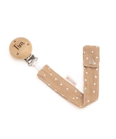 AngelicArt Personalized Pacifier Strap for Boys & Girls - Custom Engraved Name Multiple Colors - Perfect Baby Gift (Natural Dotted) - Buy Online on GoSupps.com