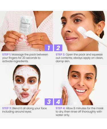 Wonderskin 8 Minute Hydrating Face Mask - Anti-Aging Vitamin C & Niacinamide Moisturizing Skin Care | Pack of 8 | International Shipping - Buy Online on GoSupps.com
