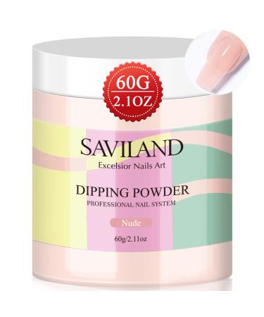 Saviland 60g nude pink dipping powder-2.1 Unzen large bottle of dip powder French nail art starter manicure strengthening of the nail powder dipping powder nails set starter No nail lamp required 60g-pink - Buy Online on GoSupps.com