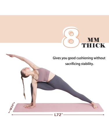 UMINEUX 1/3'' Extra Thick Non Slip Yoga Mat for Women - Eco Friendly TPE Fitness Mat - 72 x 24 - Parfait Pink & Gray - Buy Online on GoSupps.com