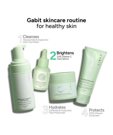 Gabit 20% Vitamin C Face Serum for Glowing Skin | Brightening Serum for Dark Spots Dull Skin Tanned Skin | Improves Wrinkles | Hyaluronic Ferulic CiCa Prebiotic Probiotic | Oil & PEG free |30 ml - Buy Online on GoSupps.com