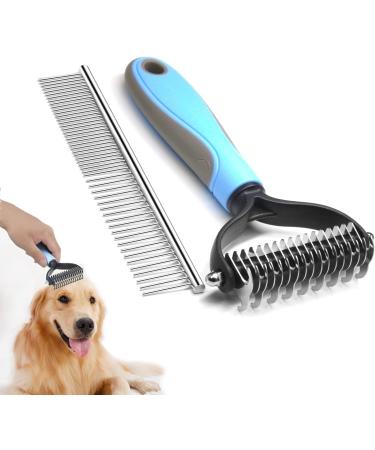 DGHOME 2 In 1 Pet Dematting Comb for Dogs & Cats Double Sided Undercoat Rake Grooming Tool for Pets Dogs and Cats with Long Hair Effectively Removes Loose Undercoat and Knots with Pet Comb