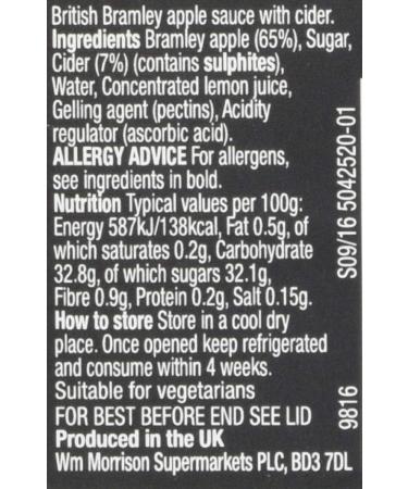 Morrisons The Best Apple Sauce with Kentish Cider 210g - Buy Online on GoSupps.com