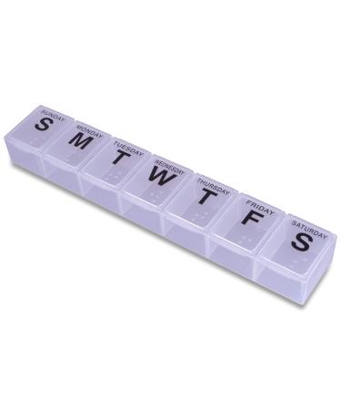 7 Day Pill Dispenser Tablet Box Organiser. 1 Compartment per Day. for those who take many Tablets on a Daily Basis. Easy Medication Management & Organisation. Easy to Open. Perfect for Travel Clear Large