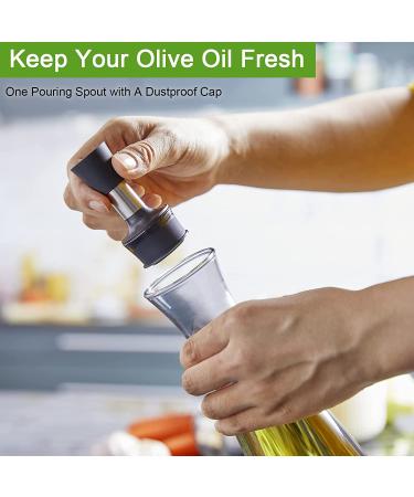 Bivvclaz Glass Olive Oil Dispenser - 18 Ounce Oil and Vinegar Cruet with Drip-Free Spout | Airtight Silicone Cap for Easy Kitchen Decor | Easy to Clean | Black Transparent - Buy Online on GoSupps.com