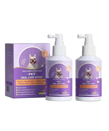Pet Oral Spray Clean Teeth Pet Mouth Spray Teeth Cleaning Spray for Dogs & Cats Pet Breath Freshener Spray Care Cleaner Targets Tartar & Plaque Eliminate Bad Breath (2PCS)