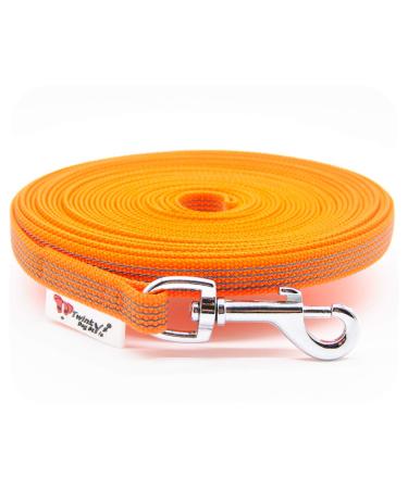 Twinkys Dog Style tow leash rubberized 15 mm wide for dogs up to 50 kg - without hand loop 20 meters orange made in Germany 20 meters orange 15 mm to 50 kg
