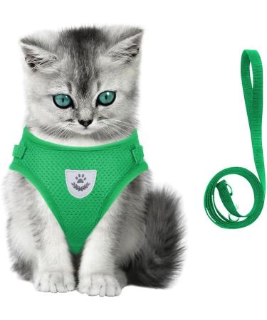 Meioro Adjustable Dog Harness with Leash - Soft Padded Black Vest for Small & Medium Puppies - Reflective & Comfortable - Ideal for Cats - Size S (30-34cm) - Green - Buy Online on GoSupps.com