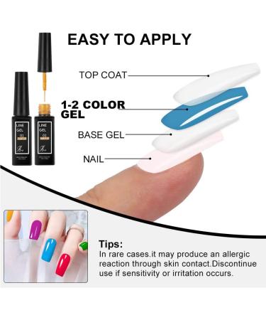 TEEROVA Painted Gel Nail Polish Set 12 Colors Line Art Gel Neon Yellow Green Glitter Sliver Gold Nail Art Painting Gel Manicure Tools DIY Drawing Nail Gel for Line 12ml Each Bottle - UV LED Required - Buy Online on GoSupps.com