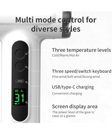 Cordless Ionic Hair Dryer with Digital Screen Rechargeable Blow Dryer with Nozzle Portable Blow Dryer for Curly Hair for Women Men Cordless Hair Dryer for Camping Dormitory US White - Buy Online on GoSupps.com