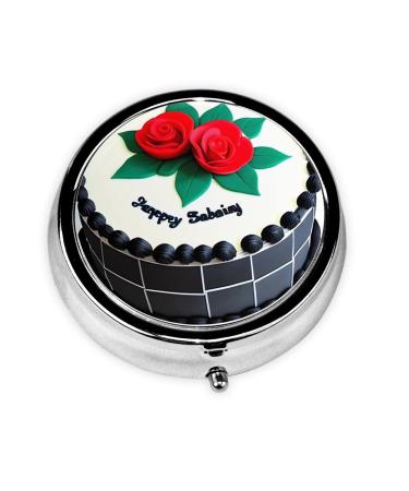 Delicious Cakesround Pill Box 3 Compartment Round Pill Box Organizer Portable Travel Pill Box for Traveling.