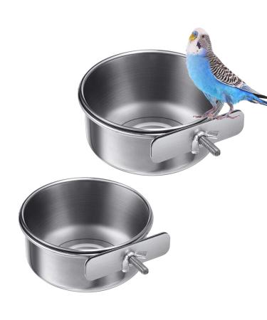 Wegreeco 2 pieces of bird feed shells cups stainless steel parrot-feed cup animal cage water food bowl bird cage cups holder with clamp holder for birds parrot water feed shell - Buy Online on GoSupps.com