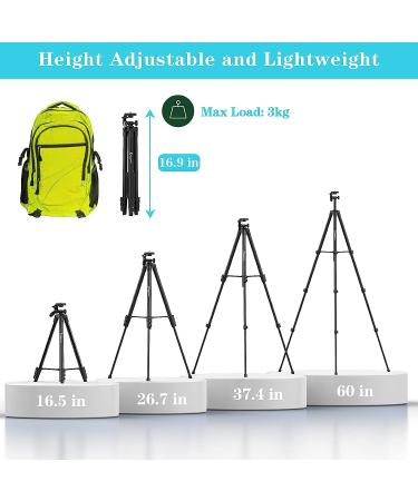 KINGJUE 60'' Camera Phone Tripod Stand for Canon Nikon DSLR | Universal Tablet Phone Holder, Remote, Bubble Level, Carry Bag | Max Load 6.6LB - Buy Online on GoSupps.com