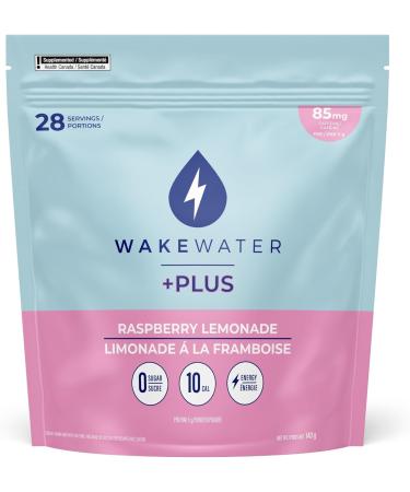 WakeWater Plus Energy Powder | Raspberry Lemonade | Vitamins and Electrolytes | Natural Green Tea Caffeine | No Sugar or Artificial Sweetener |140g (28 servings) - Buy Online on GoSupps.com