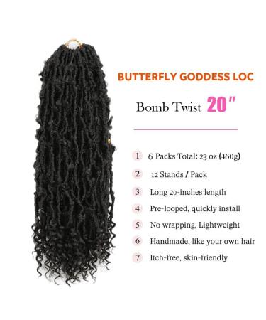 Burgundy Twist: New Butterfly Locs Crochet Hair 20inch Goddess Locs for Black Women - 6 Packs Pre-Looped Braids (20inch T/BUG) - Buy Online on GoSupps.com