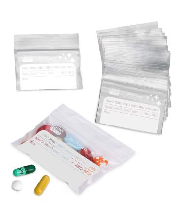 Deke 500 Pack Clear resealable Travel Pill Packs Bag Organizer Pouches 4x2.75" Medicine. Bags with Write-on Label Portable Plastic Pouch to Hold Vitamin, Supplements, Medication, Pills
