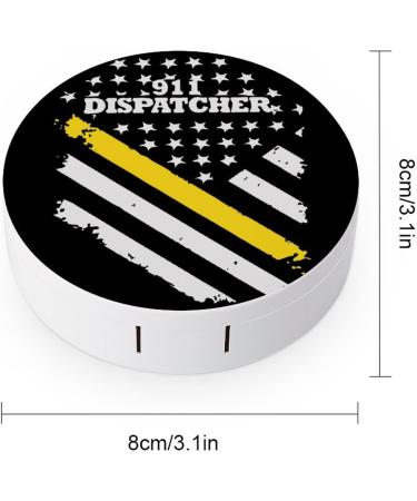 911 Dispatcher Thin Gold Line Flag Round Case For Contact Lens Kit Storage Box with Mirror Printed - Buy Online on GoSupps.com