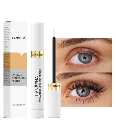 LANBENA Eyelash Growth Serum Advanced Eyelash Treatment Lash Serum for Eyelash Growth Eyebrow Growth Serum Hypoallergenic 0.14 Fl. Oz. Gold