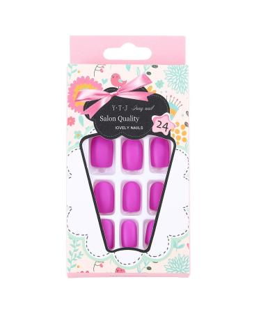 Sethexy Matte Purple False Nails - Short Full Cover Salon Art Design - 24pcs for Women & Girls - Buy Online on GoSupps.com
