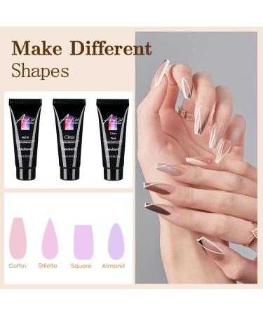 Anself Nails Extension Gel Kit - 3PCS 15ml Gel Nail Extension + 48Pcs Mold Tips - Quick Dry UV Builder Nail Gel with Glue - MT67-2 - Buy Online on GoSupps.com