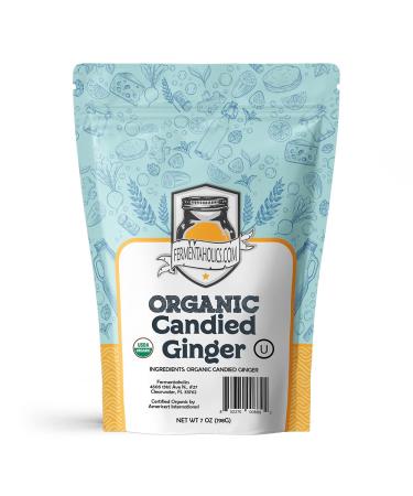 Fermentaholics USDA Certified Organic Dried Candied Ginger 7 oz - Perfect For Secondary Fermentation & Kombucha Flavoring