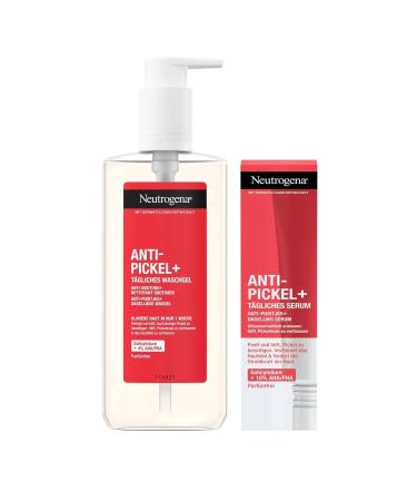 Neutrogena anti-pimple + daily washing gel (200 ml) & daily serum (30 ml) skin-explanatory facial cleaning & facial care set with cleaning salicylic acid + aha/pha mixture against pimples - Buy Online on GoSupps.com