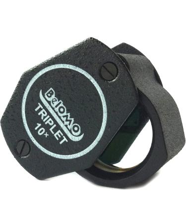 BelOMO Jewelers Loupe 10x Triplet Magnifier 21mm (.85"). Optical Glass with Anti-Reflection Coating for a Bright, Clear and Color Correct View. Foldable Loupe for Gems, Jewelry, Coins and Trichomes