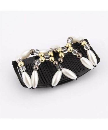 Beads Hair Combs Magic Elastic Hair Clips Stretchy Hair Comb Double Clips for Female Girls Hair Accessory - Buy Online on GoSupps.com
