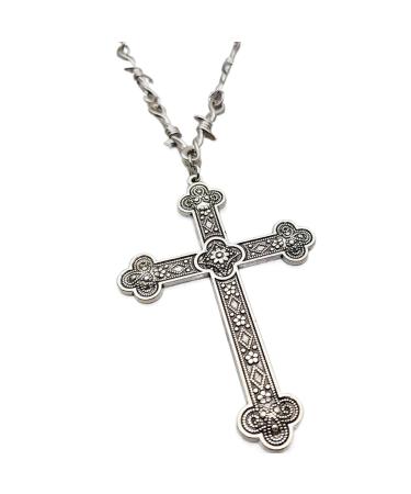 Oralgos Elegant necklace with cross trailer religious filigree charm collarbone chain religious jewelry for women thorn chain choker metal