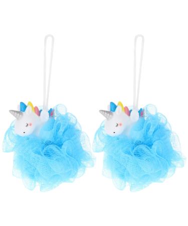 FRCOLOR 2pcs Unicorn Bath Ball Exfoliate Sponge Unicorn Bathing Scrubber Loofah Bath Sponge Toddler Bath Poufs Exfoliating Scrub Pouf Loofah Sponge Body Loofah for Bath Mat Tennis PVC Miss 1 Count (Pack of 1) 1.0