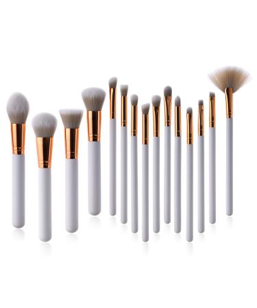 Foundation Eyeliner Tool Brush Makeup Eyeshadow 15Pcs Brushes Lip Powder Set Brush Glitter Makeup Brush Set One Size White