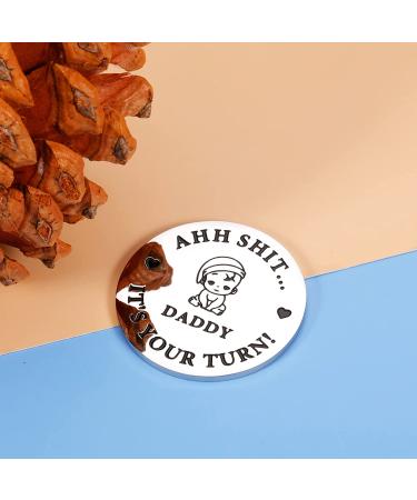 New Dad Mom Decision Coin - Funny Baby Gift for First-Time Parents | Pregnancy Announcement and Baby Shower Gift for New Moms and Dads | Perfect Father's Day Present - Buy Online on GoSupps.com