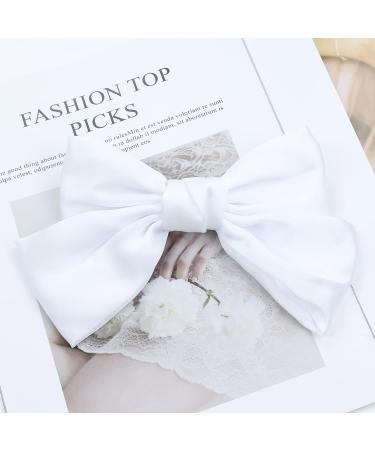 Yoosit 2 Colors 8 Inch Large Bowknot Satin Hair Bows French Barrettes Hair Clips Ponytail Holder Hair Bow Ribbon Accessories for Women Girls (white and black hair bows) - Buy Online on GoSupps.com
