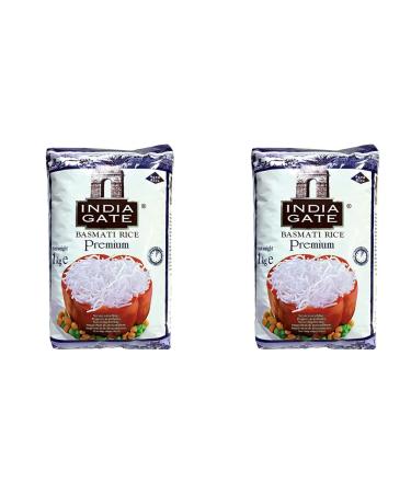 India Gate Premium Basmati Rice - Fine aromatic long grain rice from India fine long grain (1 x 1 kg) (pack with 2) multipack premium 1 kg (pack with 2)