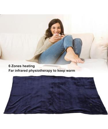 TOPINCN USB Heating Blanket - Electric Heated Throw Adjustable 3 Levels Soft Polyacrylonitrile Fiber Cozy Royal Blue - Perfect for Living Room & Travel - Buy Online on GoSupps.com