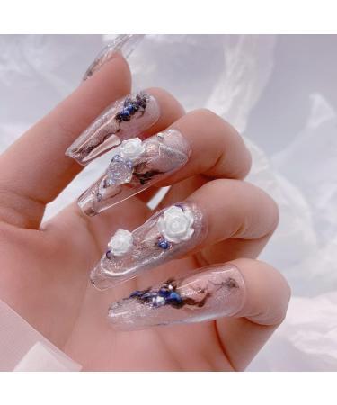Flower Nail Art Glitters DIY 3D White Floral Nail Stud Sequins for Salon Gift Flower Nail Glitters - Buy Online on GoSupps.com