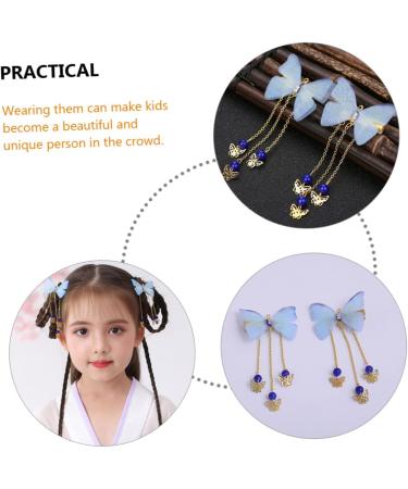 Beaupretty Kids Tiara Kids Pairs hanfu butterfly headdress metal side hair barrette kids barrettes for hair fabric hairpin hair barrettes hairpin with tassel temperament alloy clip Fabric - Buy Online on GoSupps.com