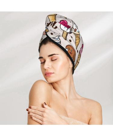 Shop Ice Cream Microfiber Hair Towel Wrap - Ultra Soft Absorbent Coral Velvet Quick Dry Cap for Long Curly & Thick Hair - Buy Online on GoSupps.com