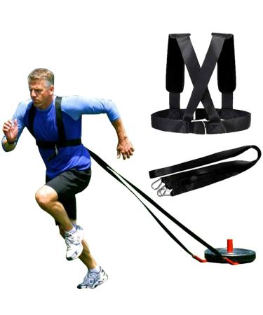 Weight Bearing Shoulder Strap Resistance Bands Fitness Shoulder Strap Elastic Loop | Adjustable Padded Shoulder Strap Sled Harness Tire Pulling Harness for Fitness Resistance Training Workout Black