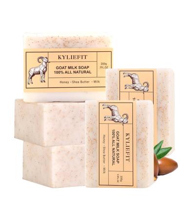 AILKE BOOST LUSTER Natural goats milk soap bar with honey shea butter brightens moisturizes exfoliates nourishes for soft healthy skin improves dull skin for face body hands 200 g pack of 5
