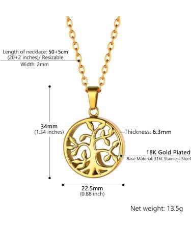 Prosteel Urn Chain Personalized Cross Maria Life Tree Necklace - Memorial Ash Pendant with Stainless Steel/18k Gold 55cm/50cm Chain - Buy Online on GoSupps.com