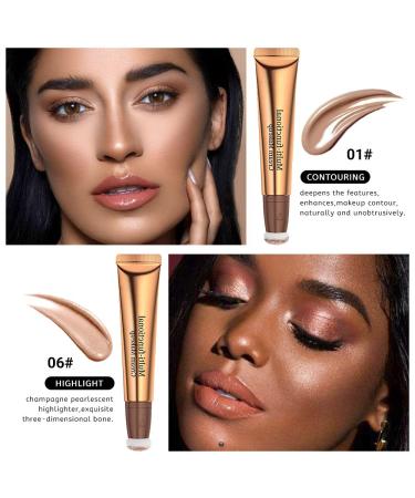 Kaely Liquid Contour & Highlighter Stick Duo | Easy Blend Bronzer Makeup Set with Cushion Applicator | Long-Wearing Formula | Universal Shades 01+06 - Buy Online on GoSupps.com