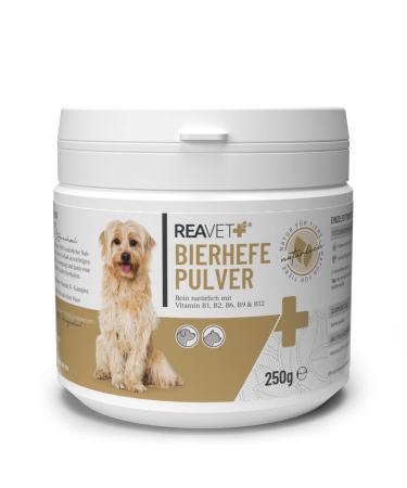 Reavet beer yeast powder for dogs & cats 250g - pure bore yeast ground for hair loss & ticks natural B vitamins and biotin for dog and cat without additives 250 g
