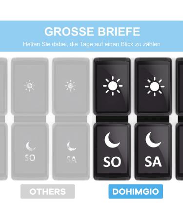 DOHIMGIO 7-Day Pill Box with 14 Removable Compartments Small Morning & Evening Medication Organizer (Black) | International Shipping Available - Buy Online on GoSupps.com