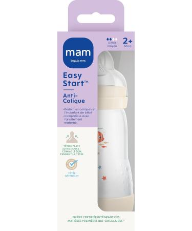 MAM - Easy Start Anti-Colic Bottle 2+ Months Medium Flow (260ml) Cotton - Feeding Bottle to Reduce Baby Colic and Discomfort - Buy Online on GoSupps.com